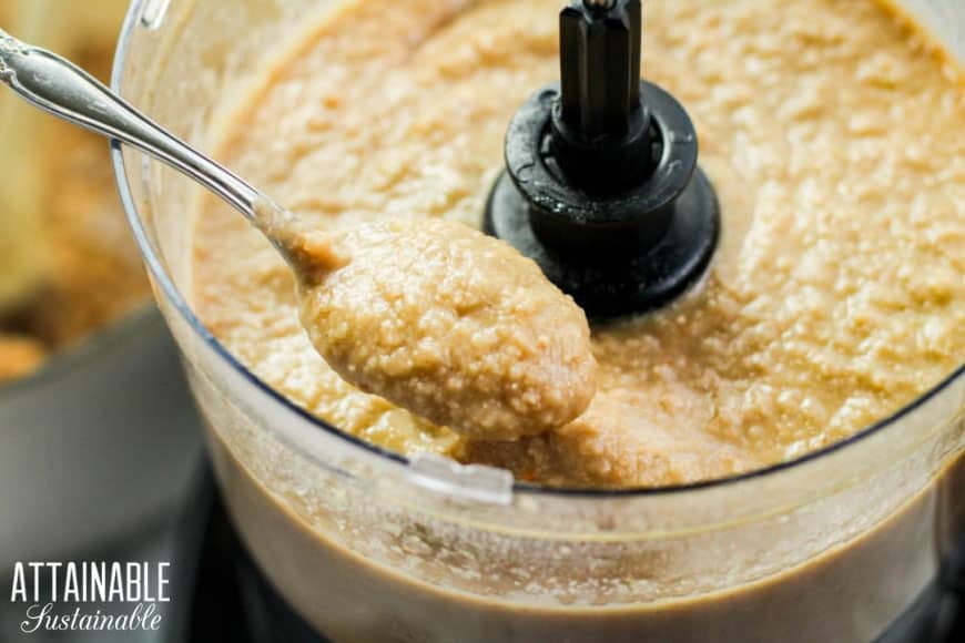 homemade refried beans in a food processor