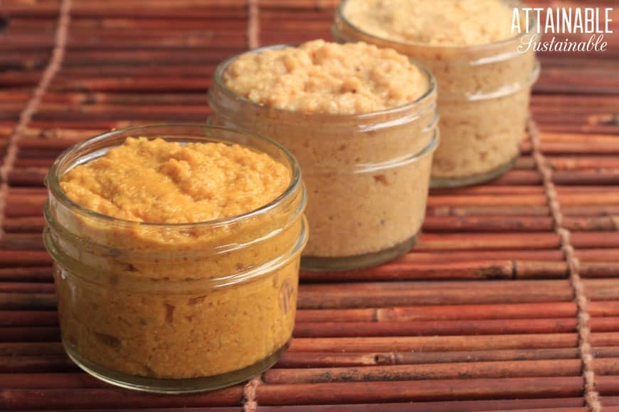 3 glass jars of homemade mustard - example of easy cooking at home