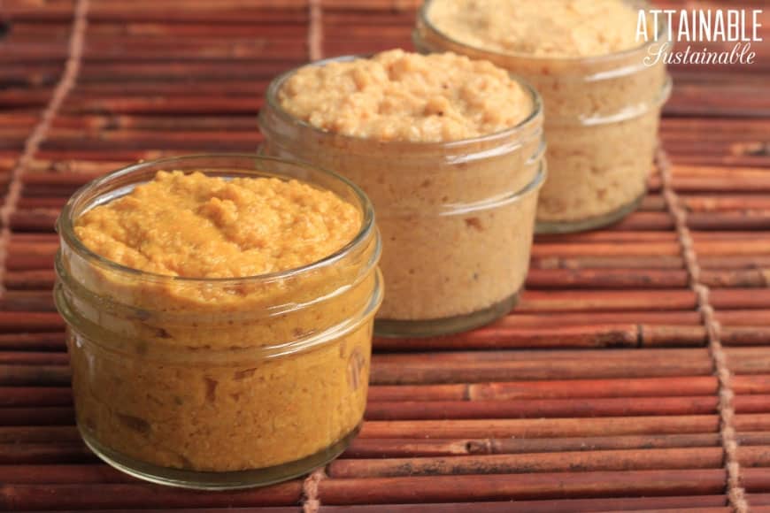 3 glass jars of homemade mustard