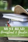 stack of books outside, with a straw hat - garden books