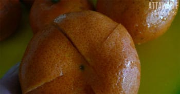 tangerine with cross cuts