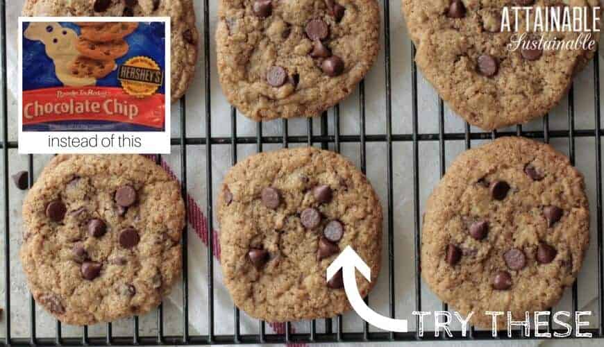 homemade chocolate chip cookies on wire rack