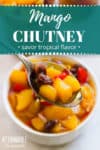 White bowl full of mango chutney