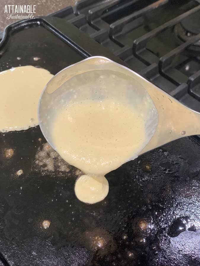 ladle with pancake batter