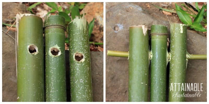 bamboo trellis construction - bamboo pinned with smaller bamboo