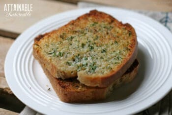 frozen garlic toast on a white plate