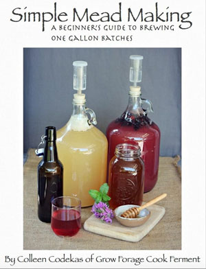 Cover of Simple Mead Making, showing gallon sized glass bottles with tan and red liquid