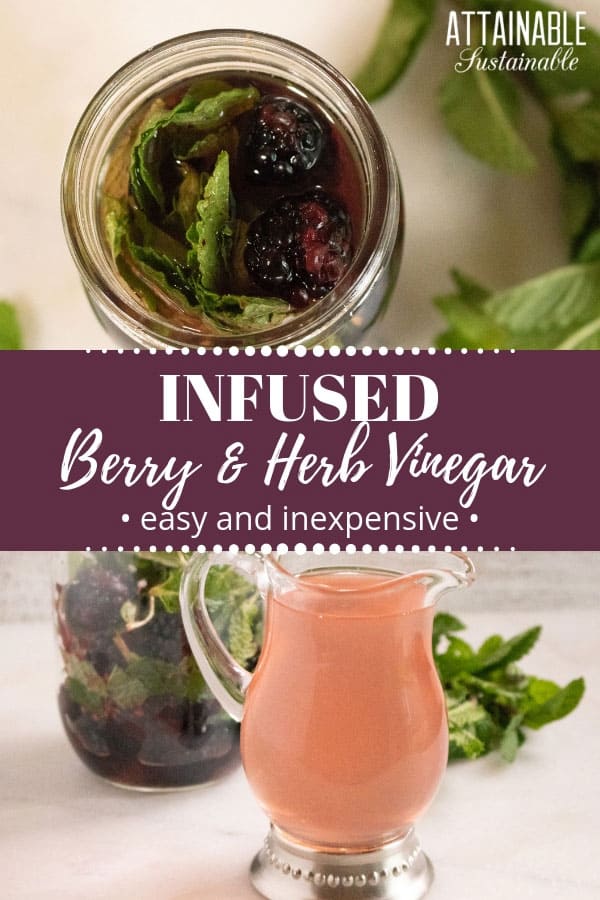 Infused vinegar is super easy to make, especially with berries and small juicy fruit like cherries or pomegranates. It's a simple matter of combining the right ingredients and allowing the flavors to meld over time. Gourmet flavored vinegar makes great #gifts; it's so much less expensive than the store bought flavored vinegar. #preserving #homestead #recipe