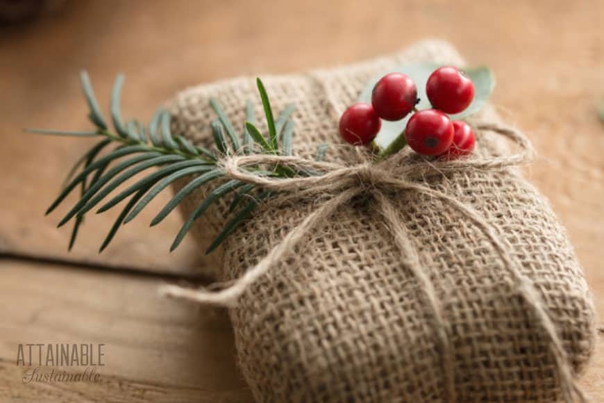 gift wrapped with burlap