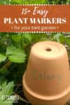 DIY garden marker made of a clay pot with the word "celery"