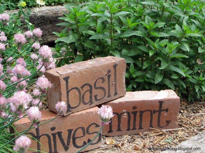 DIY garden markers made from brick