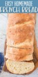 brown loaf of bread from above, with a few slices cut off