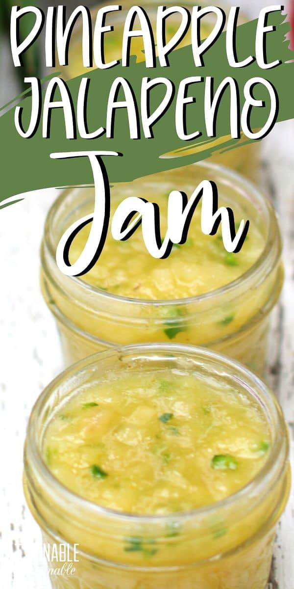 jars of yellow jam with green flecks