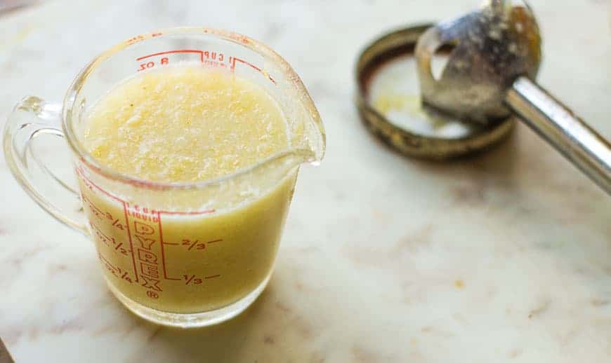 banana pepper puree in measuring cup