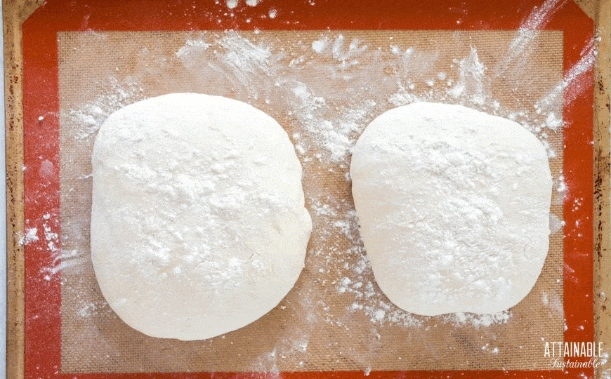 uncooked sourdough bread dough from above