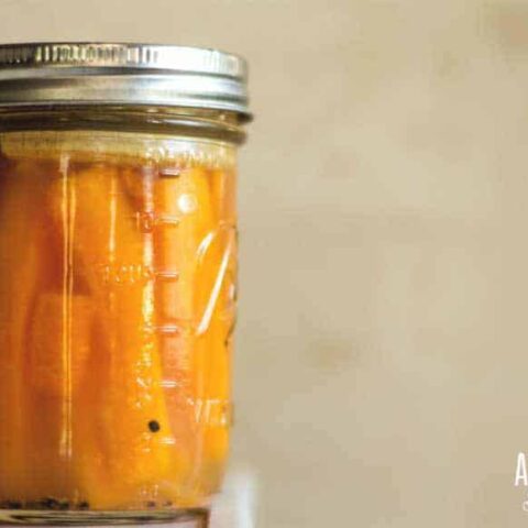 orange pumpkin spears in canning jar