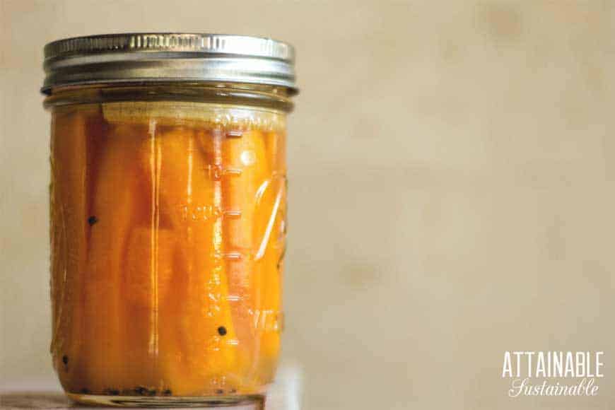 orange pumpkin spears in canning jar