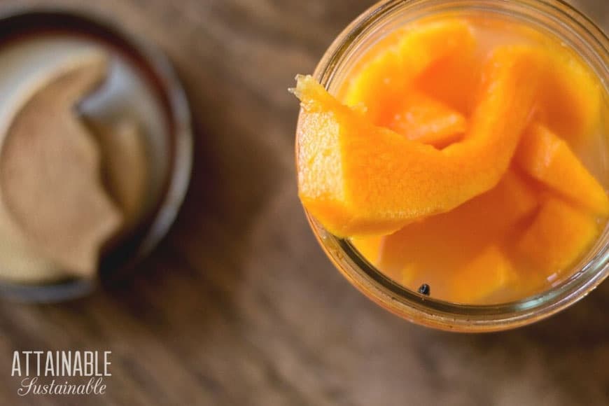 orange pumpkin spears in canning jar