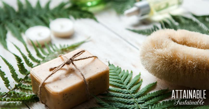 natural brown soap with leaves