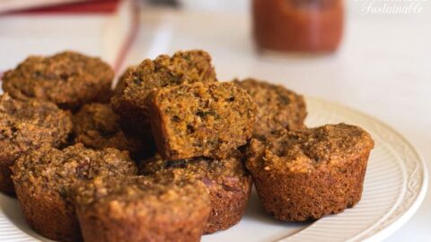 healthy sweet potato muffins on a white plate