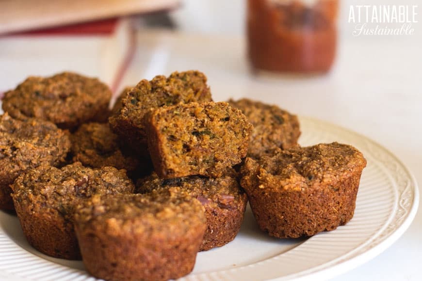 vegan sweet potato muffins on a white plate