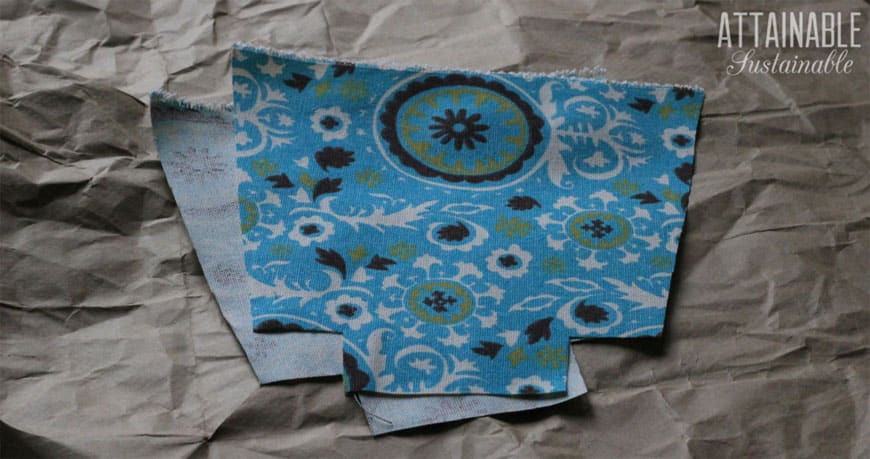making reusable snack bags with teal fabric