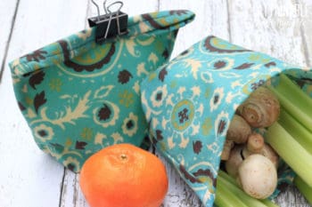 reusable snack bags, teal fabric
