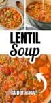 collage of lentil soup recipe with sausage