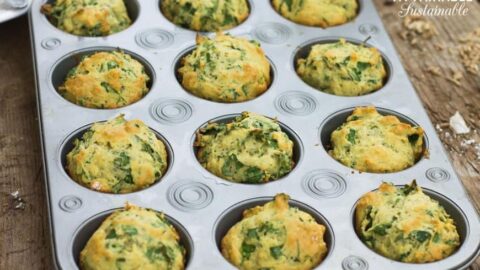 savory kale muffins in a muffin tin
