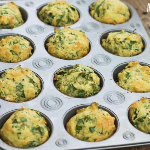 savory kale muffins in a muffin tin