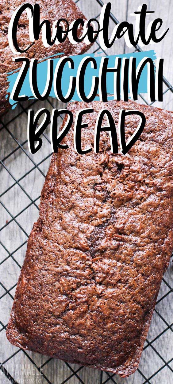 loaf of zucchini bread on a cooling rack