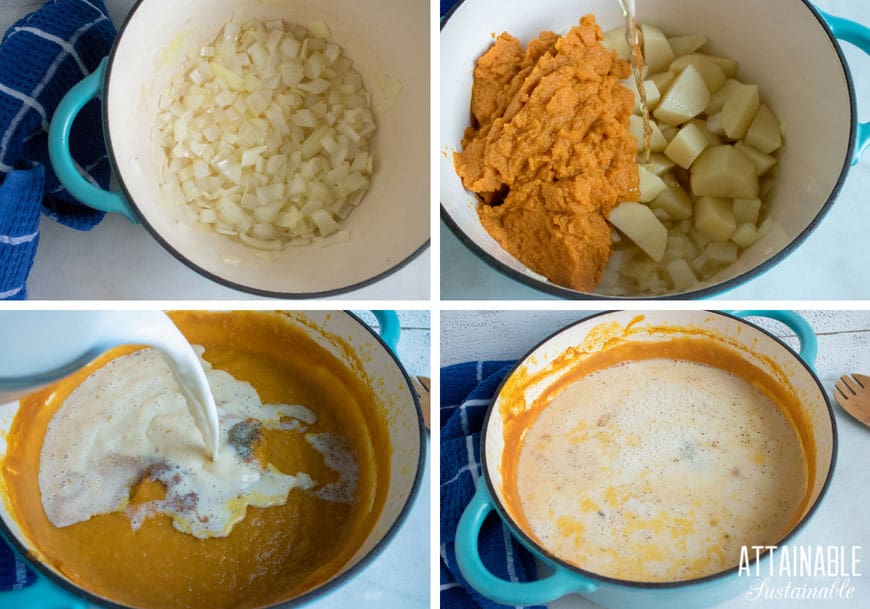 process photos: making creamy pumpkin soup recipe