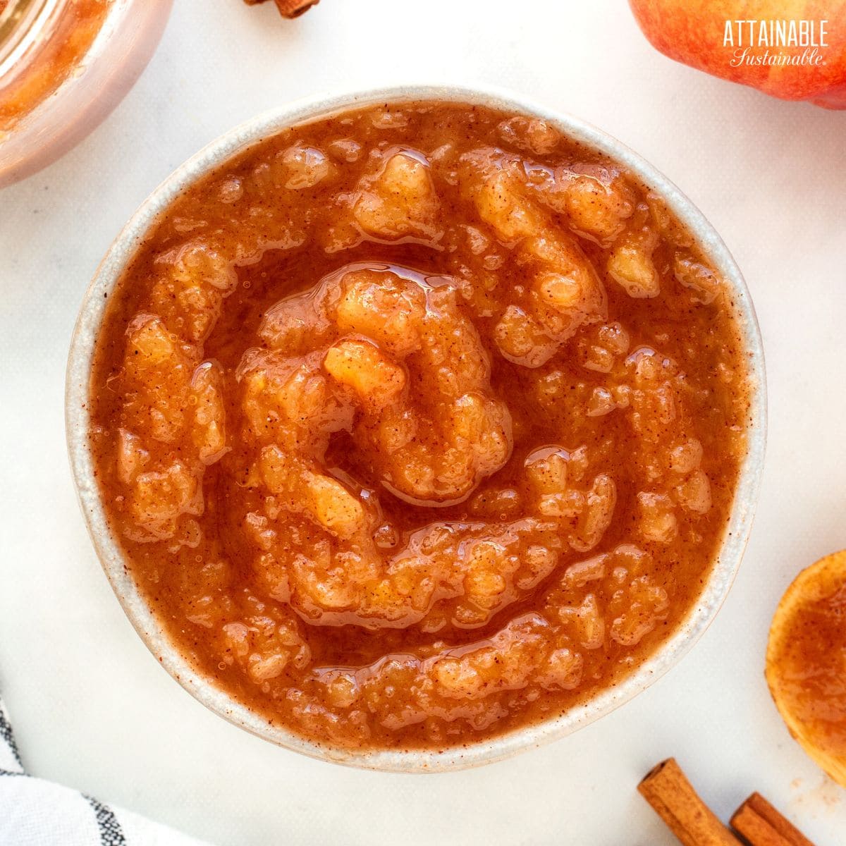 bowl of applesauce from above.