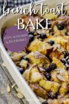 french toast casserole baked in a white dish.