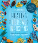 healing herbal infusions blue book cover with herbs