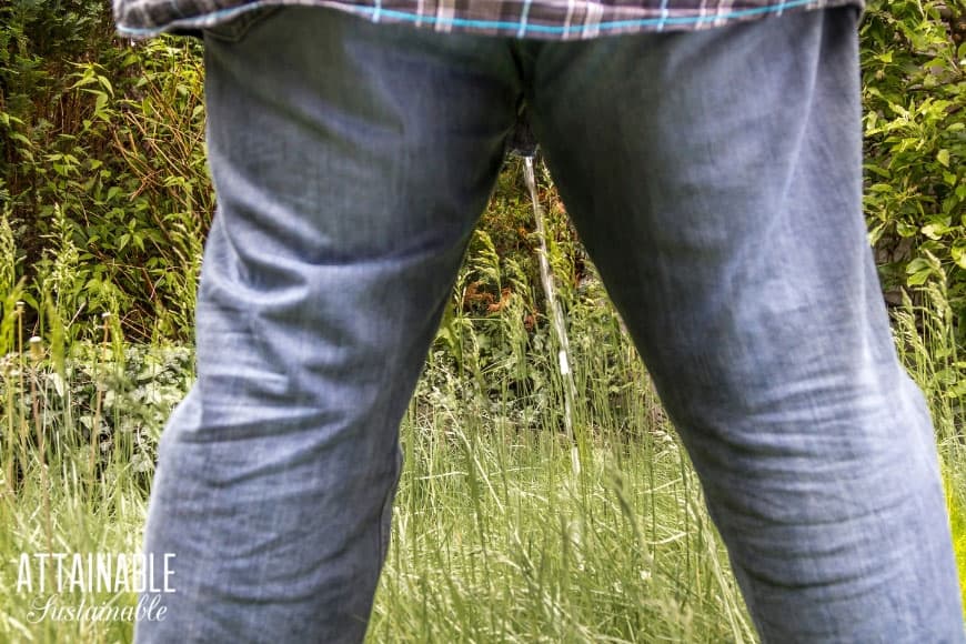 man urinating, from behind