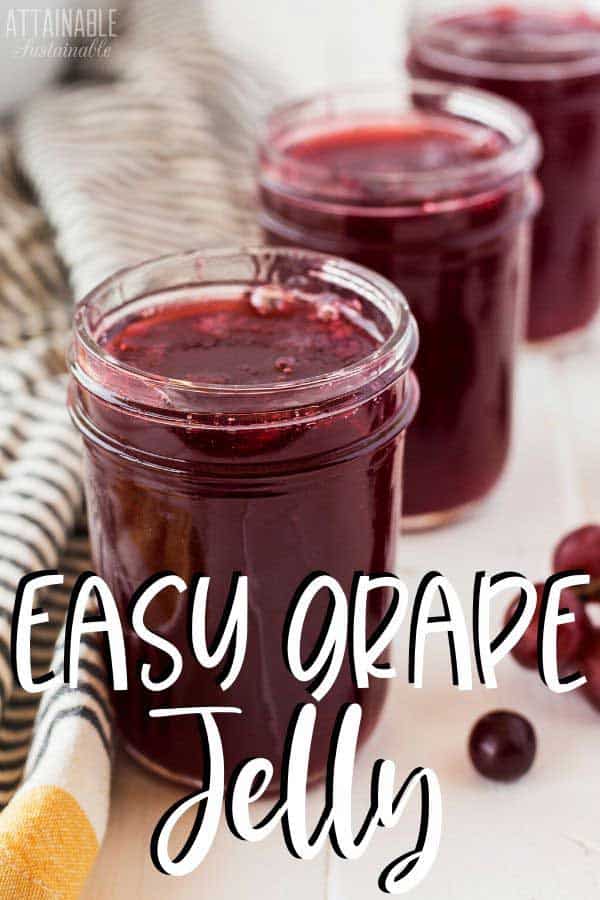 jars of grape jelly in a line