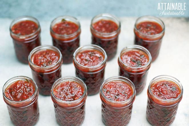 half pint jars of tomato chutney without lids