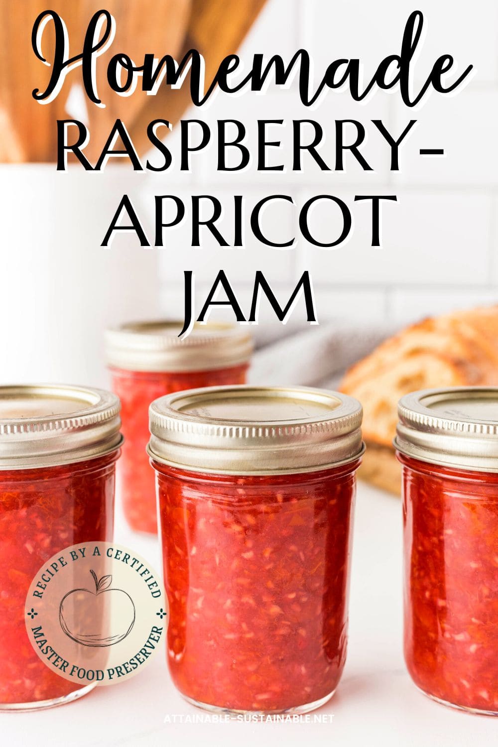 jars of homemade raspberry jam.