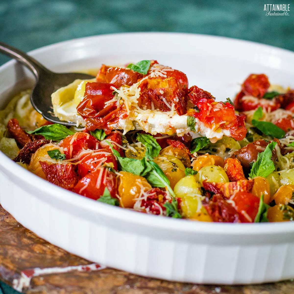 tomato tart with a pie serving tool.