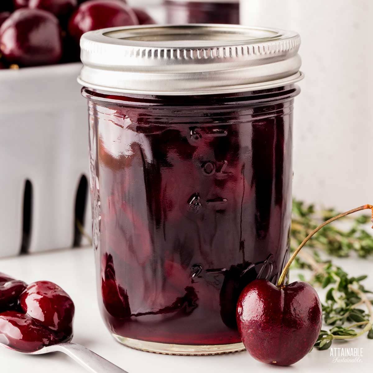 jar of cherry preserves.