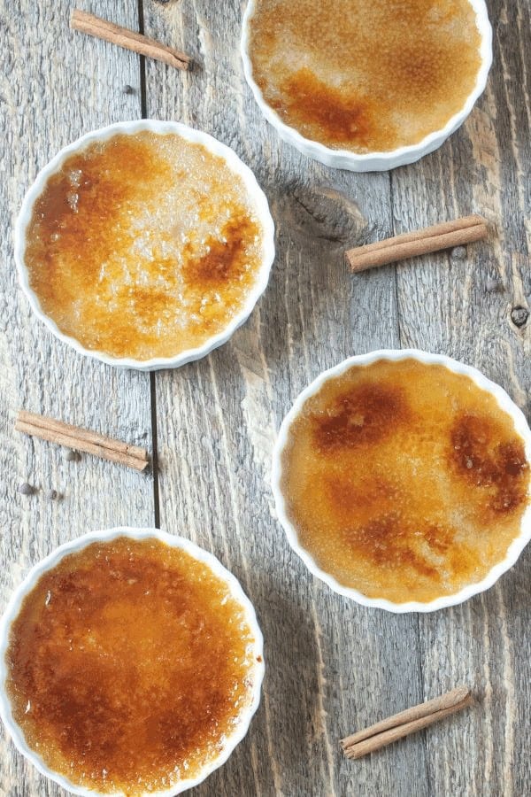 creme brulee in white dishes