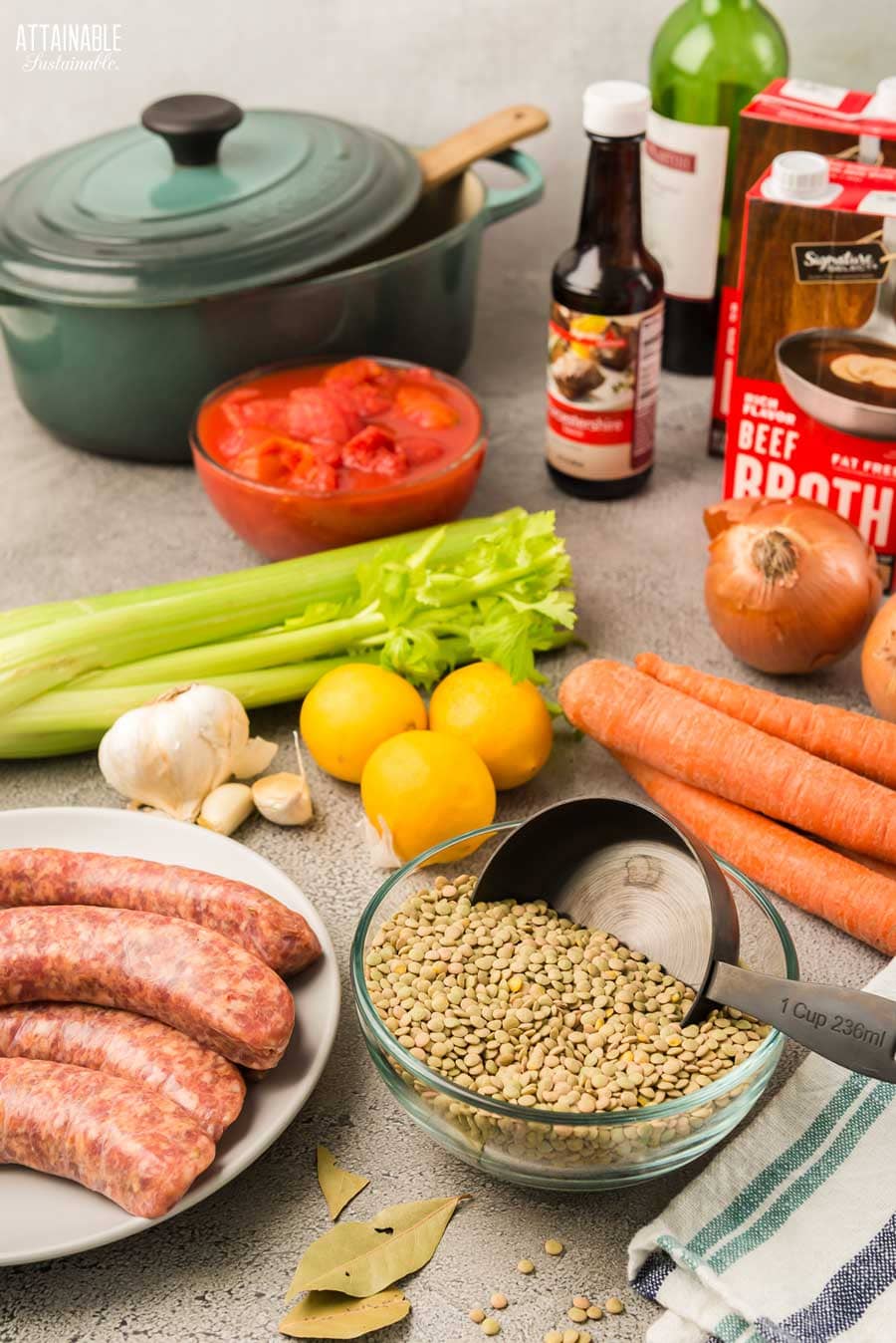 ingredients for lentil stew.