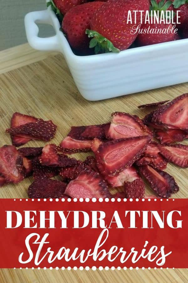 dried strawberry slices on a cutting board