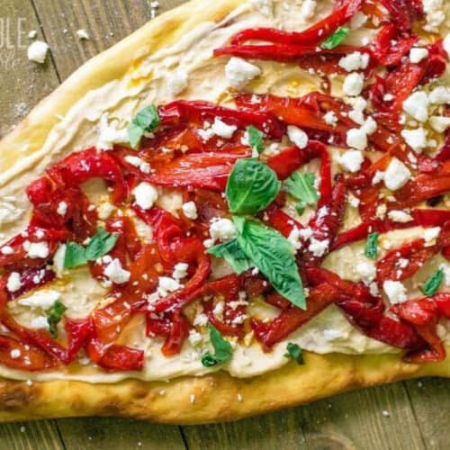 Hummus Pizza Flatbread Make it for Lunch or as an Appetizer