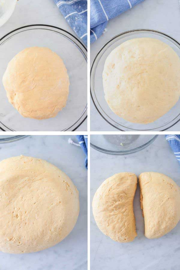 process images of bread dough rising