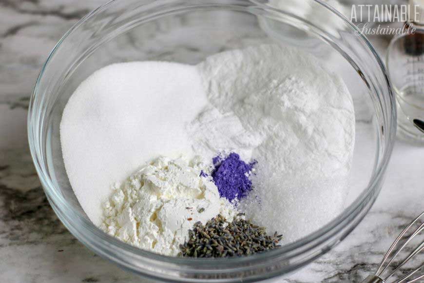 dry ingredients in a glass bowl