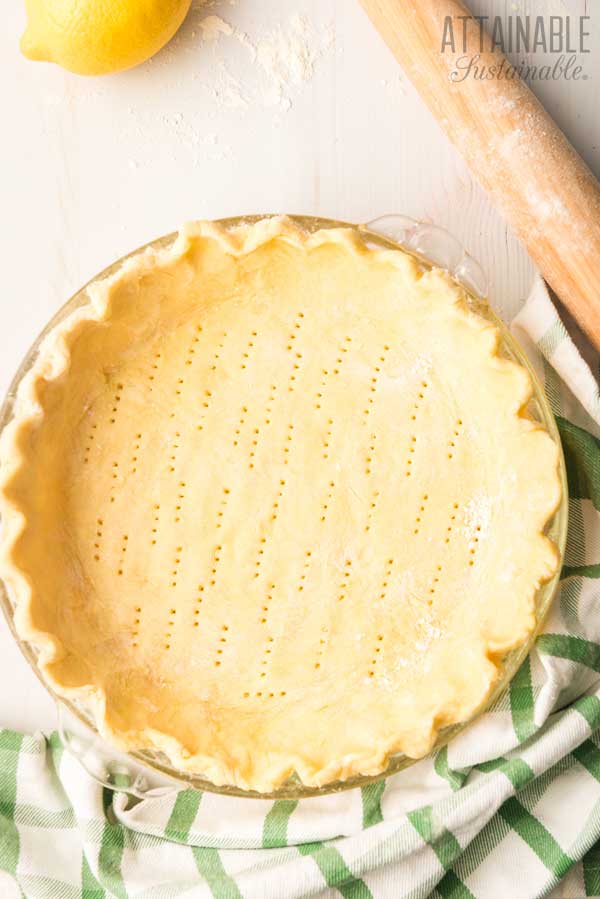 docked pie crust from above