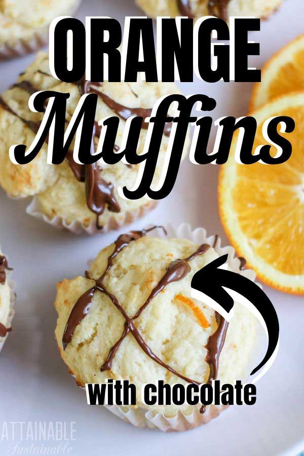 chocolate drizzled orange muffins