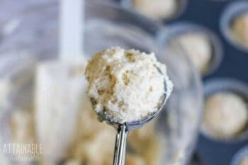 scoop with muffin batter
